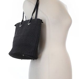 TALBOTS black woven zipper top shoulder bag